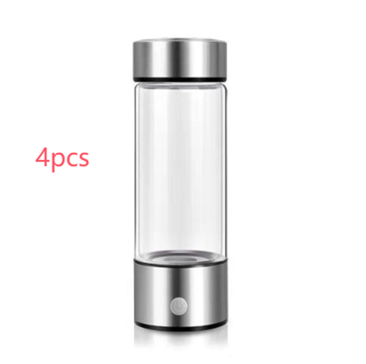4pcs HydraPure™ Hydrogen Water Bottle with silver lid and base on a white background