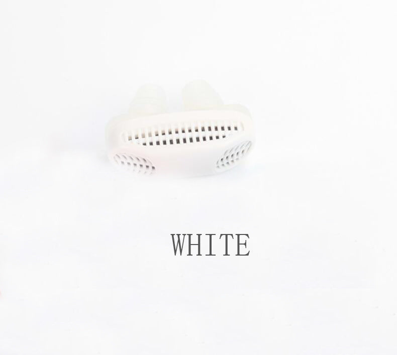 White Anti-Snore Device: Sleep Aid on a white background with the word 'WHITE' below it.