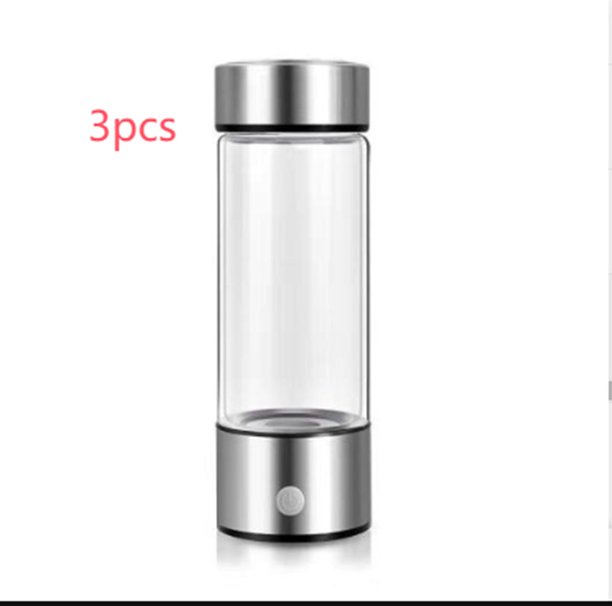 3 pcs HydraPure™ Hydrogen Water Bottle with silver lid and base on a white background
