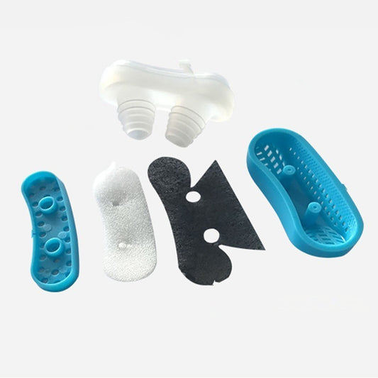 Set of Anti-Snore Device: Sleep Aid  components on a white background