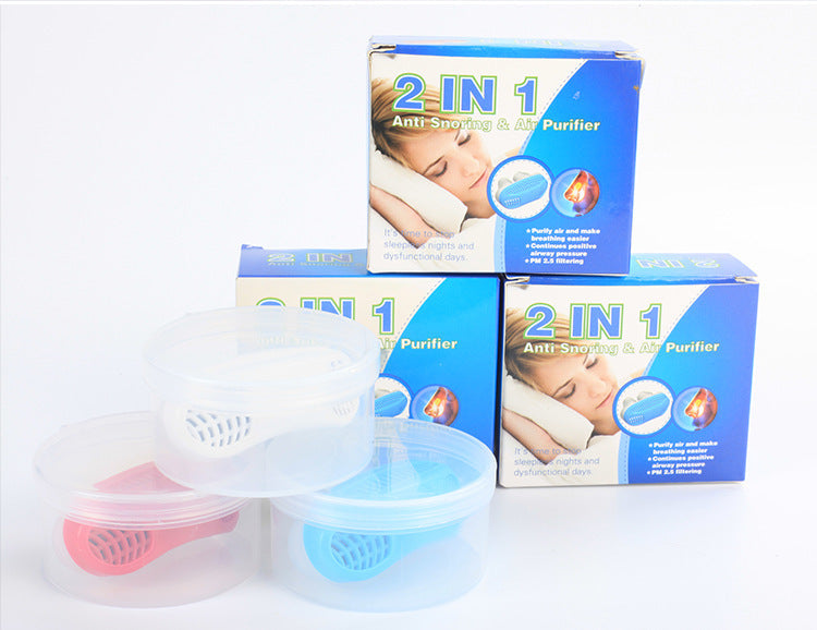 2-IN-1 Anti-Snoring & Air Purifier with packaging on a white background
