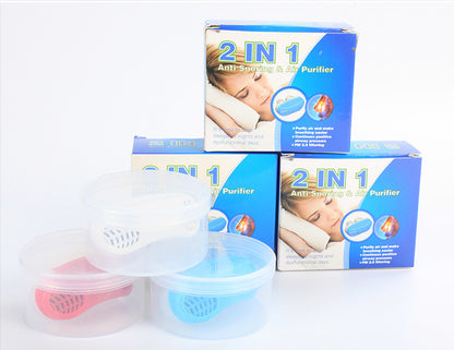 2-IN-1 Anti-Snoring & Air Purifier with packaging on a white background