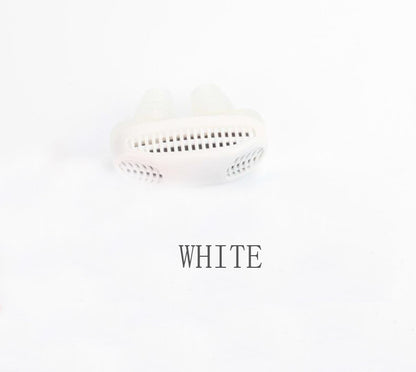 White Anti-Snore Device: Sleep Aid on a white background with the word 'WHITE' below it.