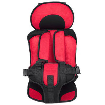 Red and black child safety seat on a white background