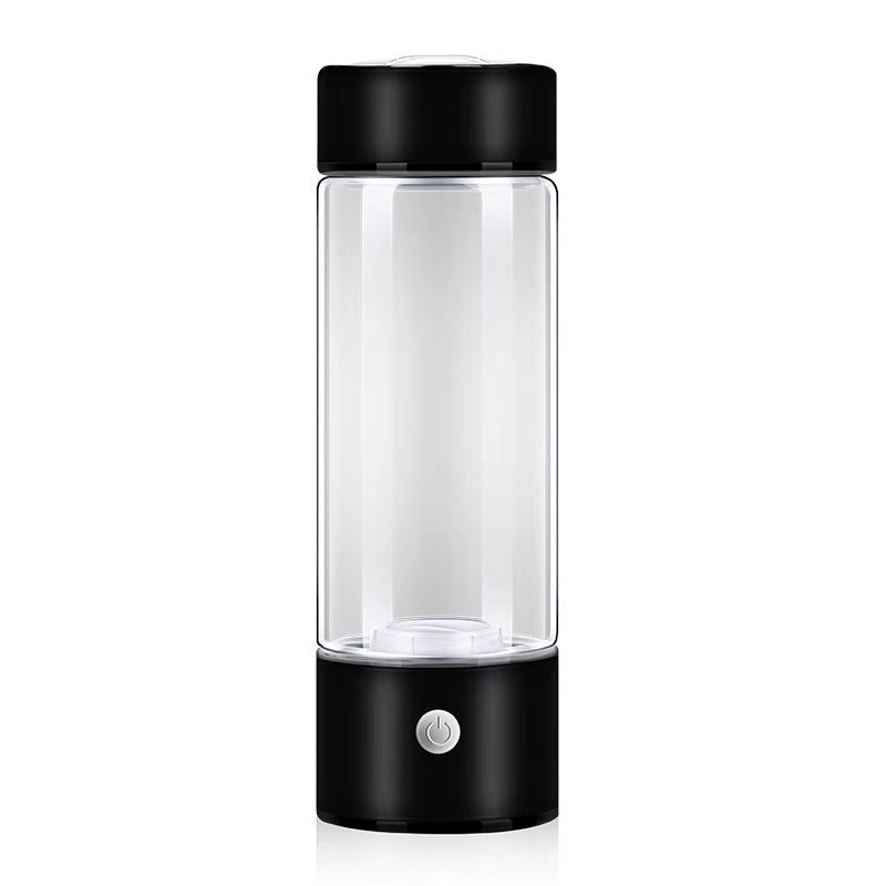 HydraPure™ Hydrogen Water Bottle with black lid and base on a white background