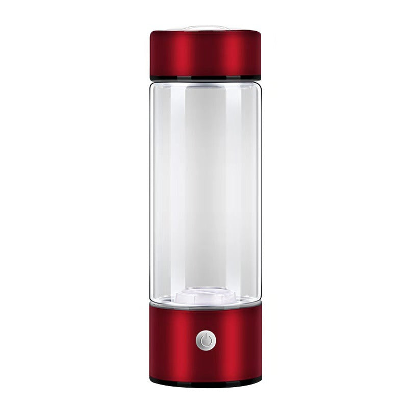 HydraPure™ Hydrogen Water Bottle with red base and cap on a white background