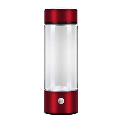 HydraPure™ Hydrogen Water Bottle with red base and cap on a white background