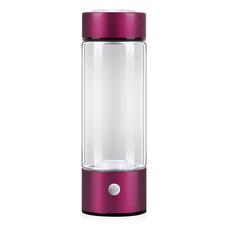 HydraPure™ Hydrogen Water Bottlewith a purple metallic base and cap on a white background